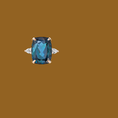 Soiree London Blue Topaz Ve Pırlanta Kokteyl Nişan Yüzüğü Takı Sertifikalı