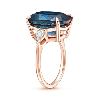 Soiree London Blue Topaz Ve Pırlanta Kokteyl Nişan Yüzüğü Takı Sertifikalı