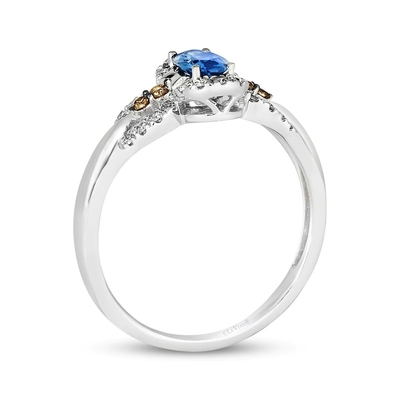Le Vian Oval Kesim Safir Yüzük 1/5 Cttw Pırlanta 14 Ayar Vanilya Altın