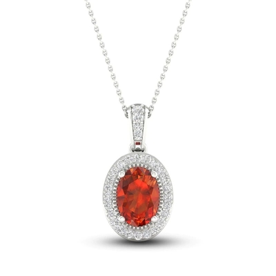 Doğal Citrine Lab Oluşturuldu Beyaz Safir Kolye 10 Ayar Beyaz Altın 18&quot;