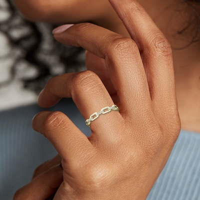 9K Rose Gold Gümüş Pırlanta Bağlantılı Bayan Moda Yüzük