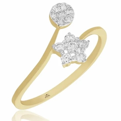 0.20 CTS Pırlanta Yüzük-9 Ayar Beyaz Altın-yıldız Şekli Nişan Yüzüğü