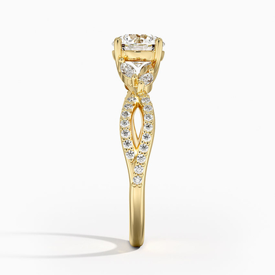 Lüks Söğüt Pırlanta Nişan Yüzüğü (1/4 Ct. Tw.) 0.75 Karat Yuvarlak Pırlantalı 9 Ayar Altınlı