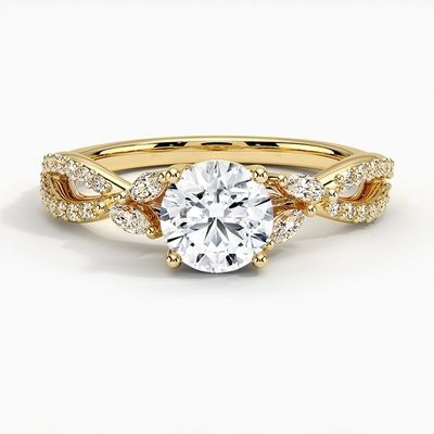 Lüks Söğüt Pırlanta Nişan Yüzüğü (1/4 Ct. Tw.) 0.75 Karat Yuvarlak Pırlantalı 9 Ayar Altınlı