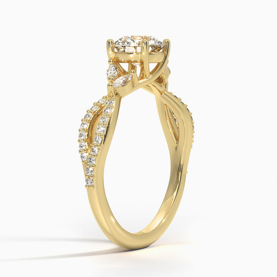 Lüks Söğüt Pırlanta Nişan Yüzüğü (1/4 Ct. Tw.) 0.75 Karat Yuvarlak Pırlantalı 9 Ayar Altınlı