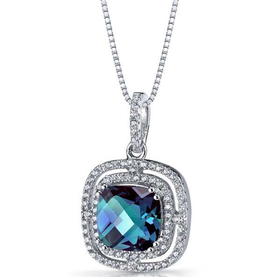 Toptan 925 Ayar Gümüş Takı Moda CZ Kadın Kolye Lab Alexandrite Taş Kolye Oluşturuldu
