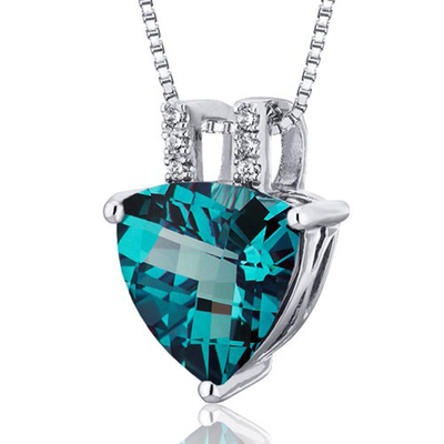Toptan 925 Ayar Gümüş Takı Moda CZ Kadın Kolye Lab Alexandrite Taş Kolye Oluşturuldu