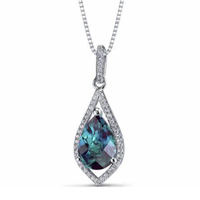Toptan 925 Ayar Gümüş Takı Moda CZ Kadın Kolye Lab Alexandrite Taş Kolye Oluşturuldu