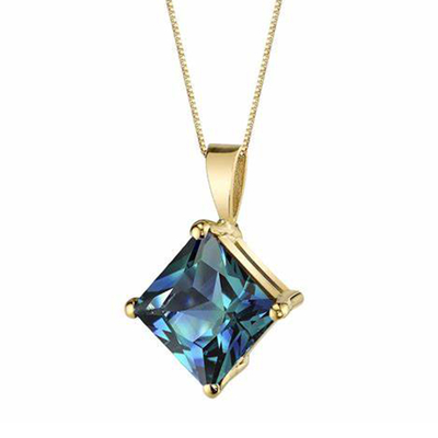 Toptan 925 Ayar Gümüş Takı Moda CZ Kadın Kolye Lab Alexandrite Taş Kolye Oluşturuldu