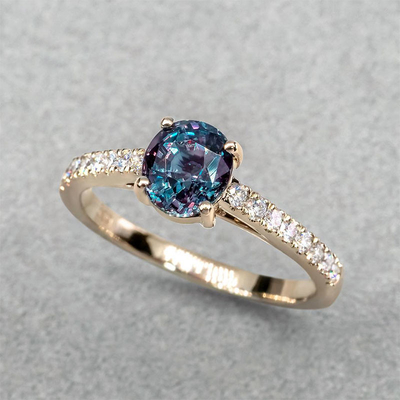925 Ayar Gümüş Sentetik Alexandrite Taş Takı, 8MM Lab Oluşturulan Alexandrite Yüzükler