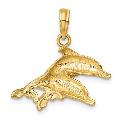 Karat 10 K Sarı Altın Açık Ağız Bas Balık Kolye Charm Ile 14 K Sarı Altın Hafif Halat Zincir Kolye