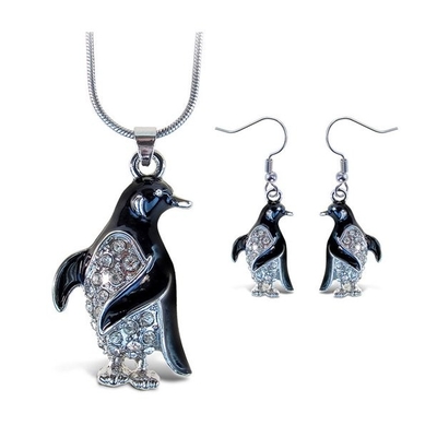 Şaşkın Köpüklü Penguen Kolye ve Küpe Seti Büyüleyici Kolye ve Küpe Seti - Okyanus