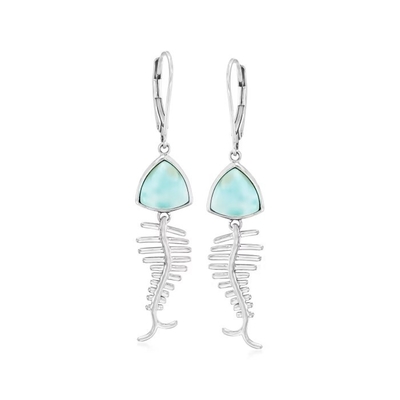 Larimar Kılçık Damlası Eşsiz Taşlı Gümüş Küpe