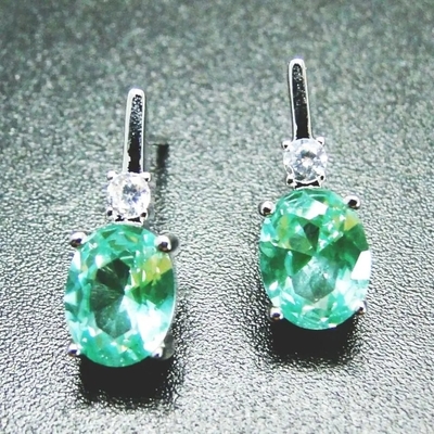 Yeşil Spinels Kübik Zirkon Taş Yüzük Küpe Saf 925 Ayar Gümüş Moda Takı Seti