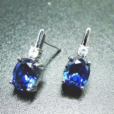 Bayan Küpe Küpe 14K Altın Kaplama Oval Kesim Topaz CZ Bayanlar Doğal Taş Saplama Küpe
