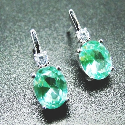 Yeşil Spinels Kübik Zirkon Taş Yüzük Küpe Saf 925 Ayar Gümüş Moda Takı Seti