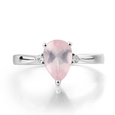 Gümüş Yeşil Spinel Yüzük Moda Armut Şekli Tektaş Alyans Nişan Yüzüğü