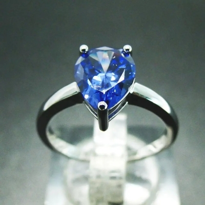 Gümüş Yeşil Spinel Yüzük Moda Armut Şekli Tektaş Alyans Nişan Yüzüğü