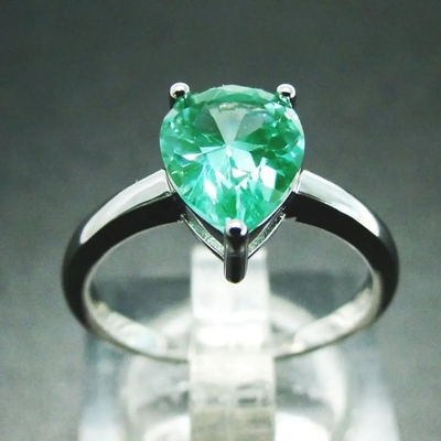 Gümüş Yeşil Spinel Yüzük Moda Armut Şekli Tektaş Alyans Nişan Yüzüğü