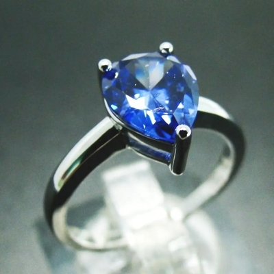 Gümüş Yeşil Spinel Yüzük Moda Armut Şekli Tektaş Alyans Nişan Yüzüğü