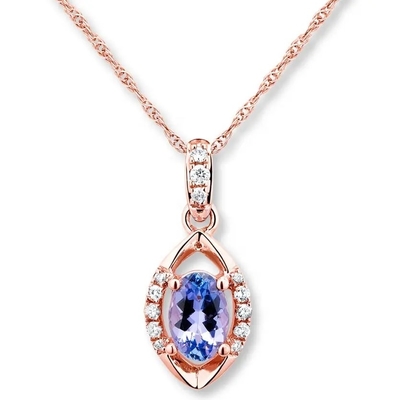Toptan 925 Ayar Gümüş Rose Altın Kaplama Oval Kesim Tanzanite Kolye Ucu