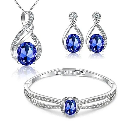 925 Ayar Gümüş Yüzük Kolye Küpe Halo Oval Şekil Tanzanite Takı Setleri