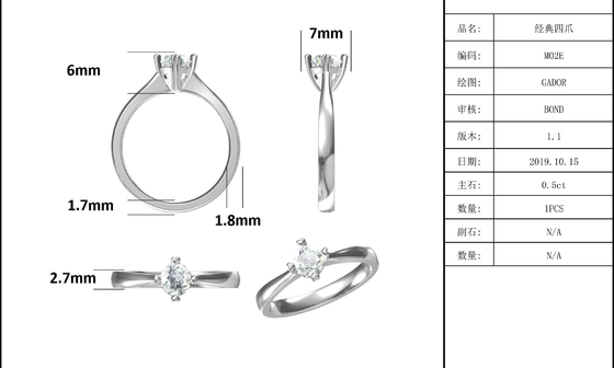9K Gümüş Mozaik Mozanit Takılı Minimalist Bayan Yüzüğü
