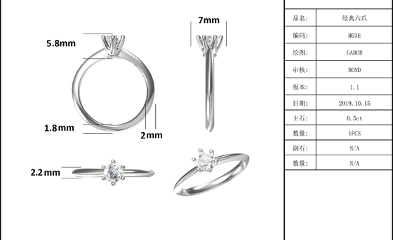 9K Gümüş Yüzük kesimli Beyaz Mozanit Pırlanta Minimalist Düğün Takısı
