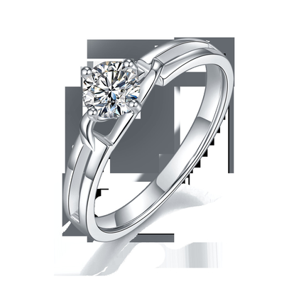 Beyaz Kare Mozanit Ve Safir Platineve Pırlantalı Bayan Yüzük Silver1.94CTW