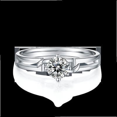 Beyaz Kare Mozanit Ve Safir Platineve Pırlantalı Bayan Yüzük Silver1.94CTW