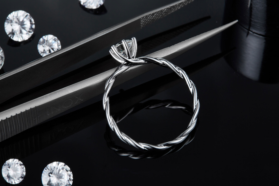 Moissanite Nişan Kadın Yüzük Seti Pırlanta Ve Safir Alyans Beyaz Altın Döşeme