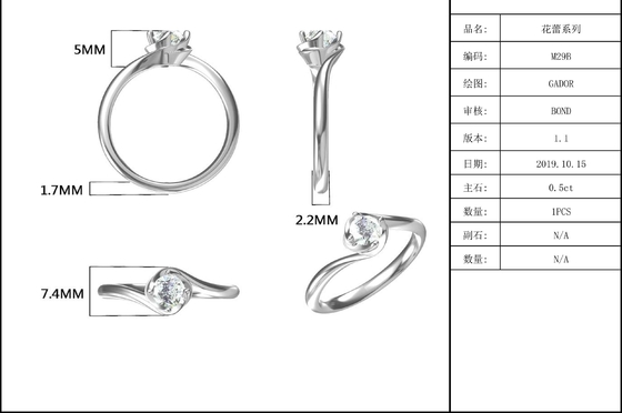 Beyaz Altın 14 Karat Lab Grown Moissanite Vintage Inspired Moissanite Nişan Pırlanta Takı Yüzük