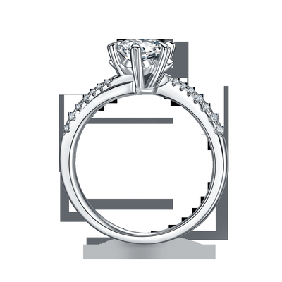1.30CT Beyaz Mozanit Ve Safir Platineve CZ Takı Nişan Kadın Yüzük