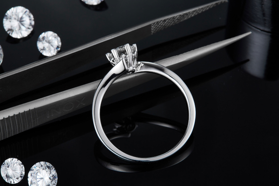 Lady 9k Yuvarlak 7.5mm Mozanit Gümüş Yüzük Açık Moda Grandeur Takı