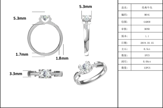 Kadınlar için Beyaz Mozanit Minimalist Özel Sytle Cz Alyans