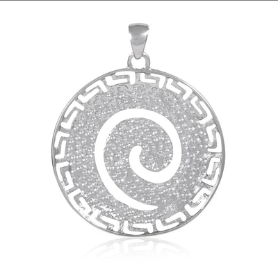 925 Ayar Gümüş Hawai Mavi Ateş Opal Yunan Anahtar Menderes Meandros Spiral Kristal Kolye