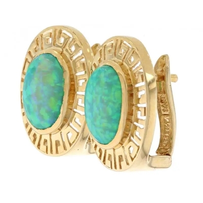925 Ayar Gümüş Hawai Mavi Ateş Opal Yunan Anahtar Menderes Meandros Spiral Kristal Kolye