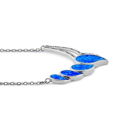 925 Ayar Gümüş Mavi Laboratuvar Opal Antoryum Buket Yunan Kolye Ateş Opal Takı