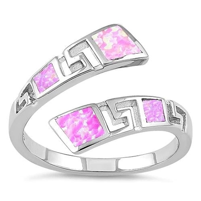 925 ayar gümüş yunan benzersiz desen pembe lab ateş opal alyans kadınlar için