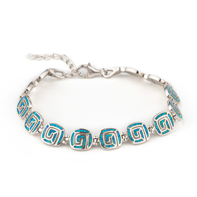925 Ayar Gümüş Quanlity Opal Yunan Zümrüt Birthstone Infinity Anahtar Opal Bileklik