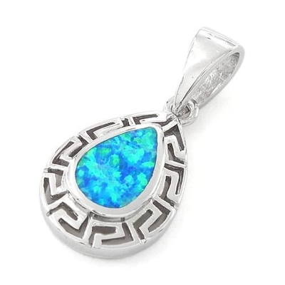925 Ayar Gümüş Opal Yunan Desen Lab Damla Kolye Güzel Takı Çevrimiçi Kadınlar İçin