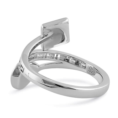 Sterling Sliver 925 Antik Yunan Menderes Anahtarı Modern Dalga Tasarımı Mavi Opal Yüzük Kadınlar İçin