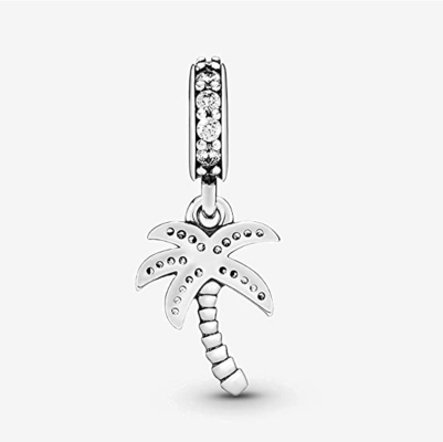 EZ Smokin Palmiye Ağacı Dangle Charms Kolye için Kübik Zirkon ile 925 Ayar Gümüş Ağaç Kolye