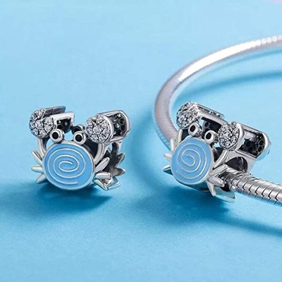 Mavi Deniz Kızı Kuyruğu ve Kabuk İnci Charm Bilezik ve Kolye için 925 Ayar Gümüş Okyanus Charm Boncukları