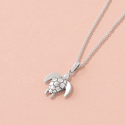 Boma Jewelry Gümüş Deniz Kaplumbağası Hayvan Uçlu Kolye, 18 İnç
