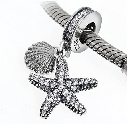 LuxglitterLin Tropikal Okyanus Yaşamı Charm Deniz Kaplumbağası Denizyıldızı Emaye Dangle Boncuk Avrupa için