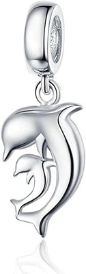 Boncuk Kolye 925 Gümüş Charm Kaplumbağa Charm Denizkızı Boncuk Kabuk Charm Şanslı Deniz Kaplumbağası Bilezikler için Dangle