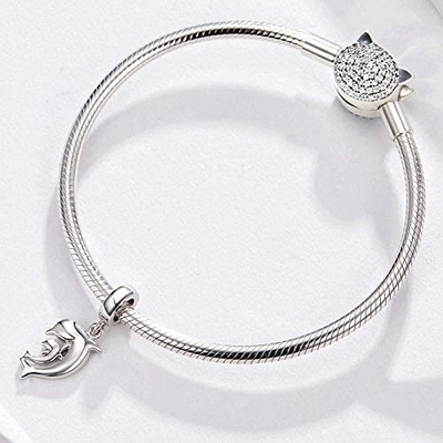 Boncuk Kolye 925 Gümüş Charm Kaplumbağa Charm Denizkızı Boncuk Kabuk Charm Şanslı Deniz Kaplumbağası Bilezikler için Dangle