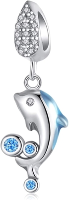 Boncuk Kolye 925 Gümüş Charm Kaplumbağa Charm Denizkızı Boncuk Kabuk Charm Şanslı Deniz Kaplumbağası Bilezikler için Dangle