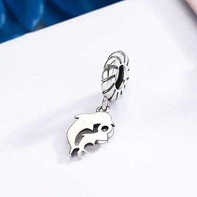 Boncuk Kolye 925 Gümüş Charm Kaplumbağa Charm Denizkızı Boncuk Kabuk Charm Şanslı Deniz Kaplumbağası Bilezikler için Dangle